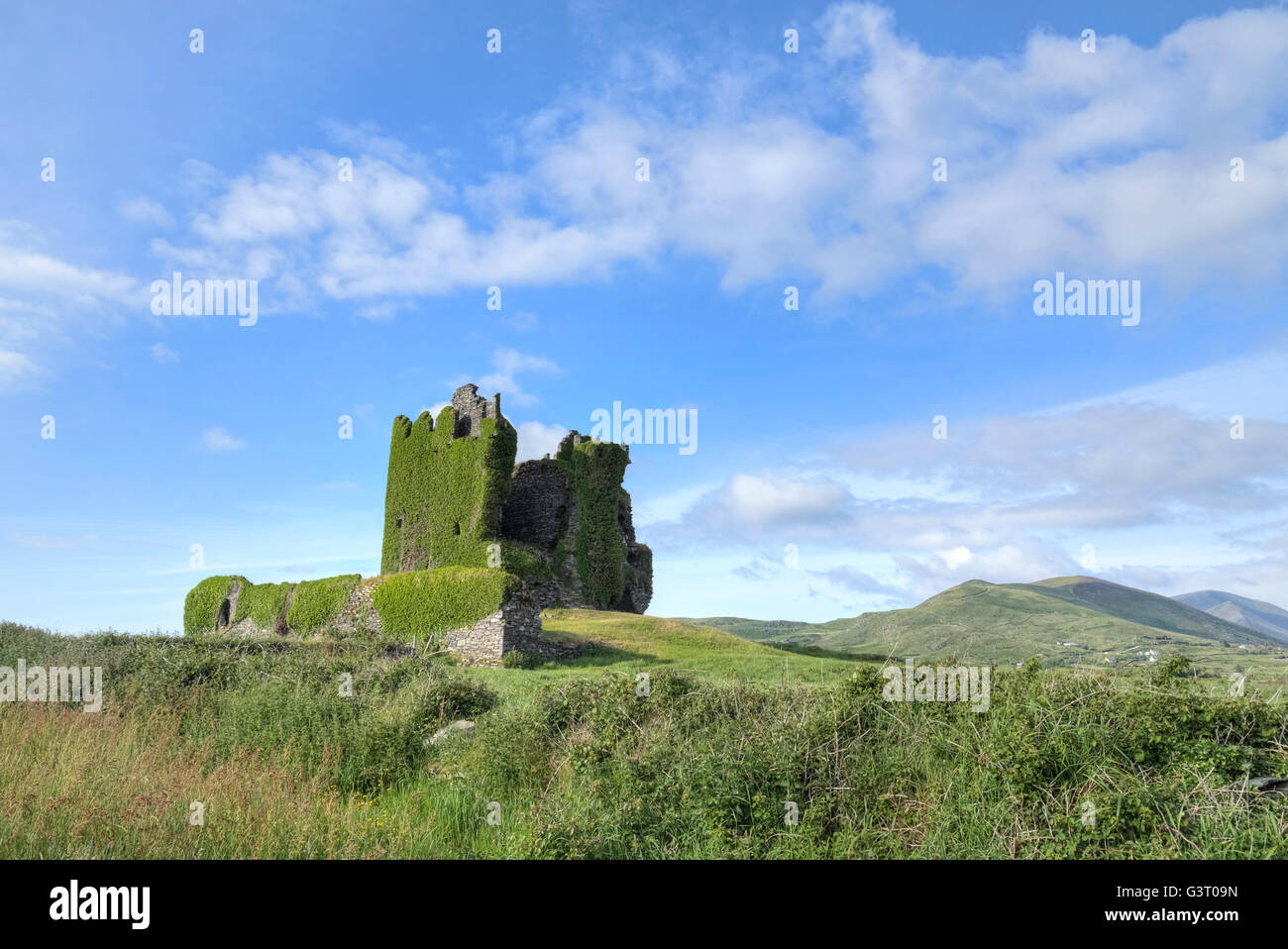 Ballycarbery Castle, Cahersiveen, nella contea di Kerry, Irlanda Foto Stock