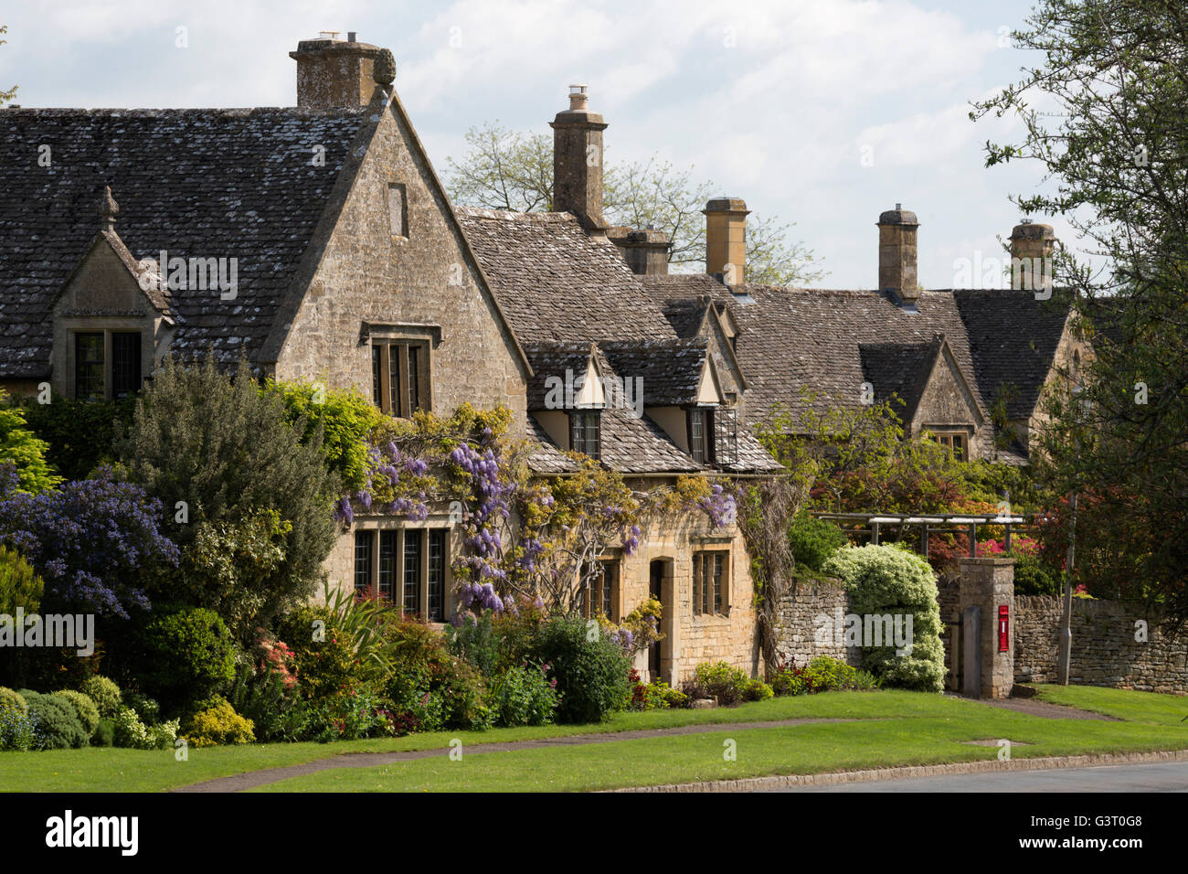 Cotswold cottage in pietra, Chipping Campden, Cotswolds, Gloucestershire, England, Regno Unito, Europa Foto Stock