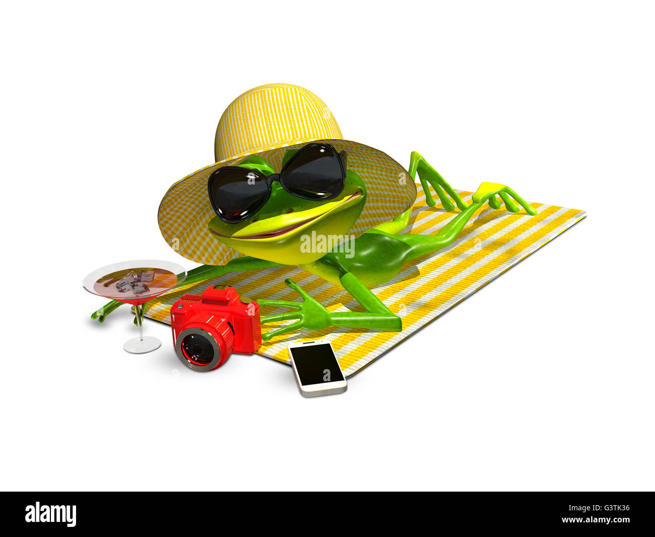 3d illustrazione di una rana con gli occhiali su un asciugamano Foto stock  - Alamy