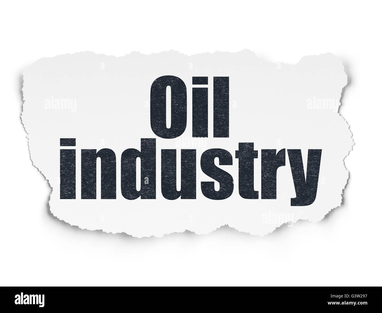 Realizzati concetto: verniciata di nero il testo del settore dell'olio su carta strappata sfondo con schema di disegnato a mano le icone del settore Foto Stock