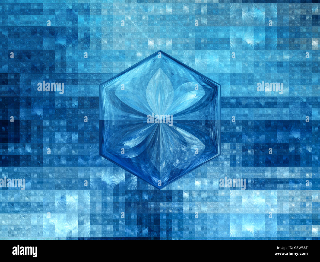 Esagonale lucida frattali generati da computer sfondo astratto Foto Stock