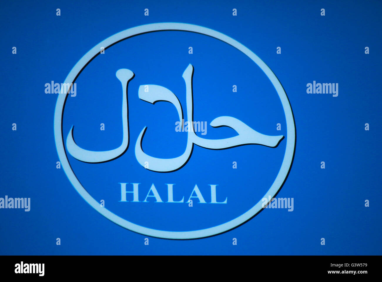 'Halal'-Logo, Berlino. Foto Stock