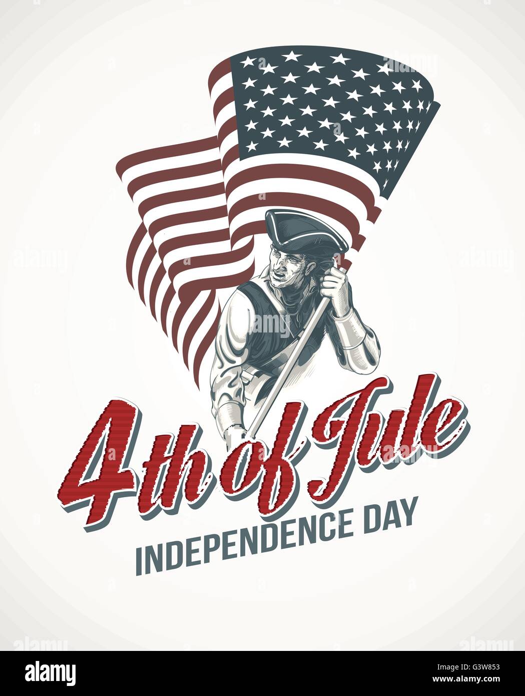 American Independence Day lettering design. Un modello di sfondo per biglietti di auguri, poster, volantini e brochure. Illustrazione Vettoriale Illustrazione Vettoriale