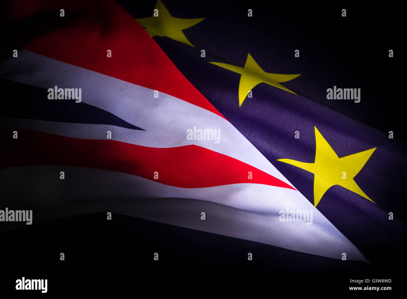 Regno Unito & bandiere europee Foto Stock
