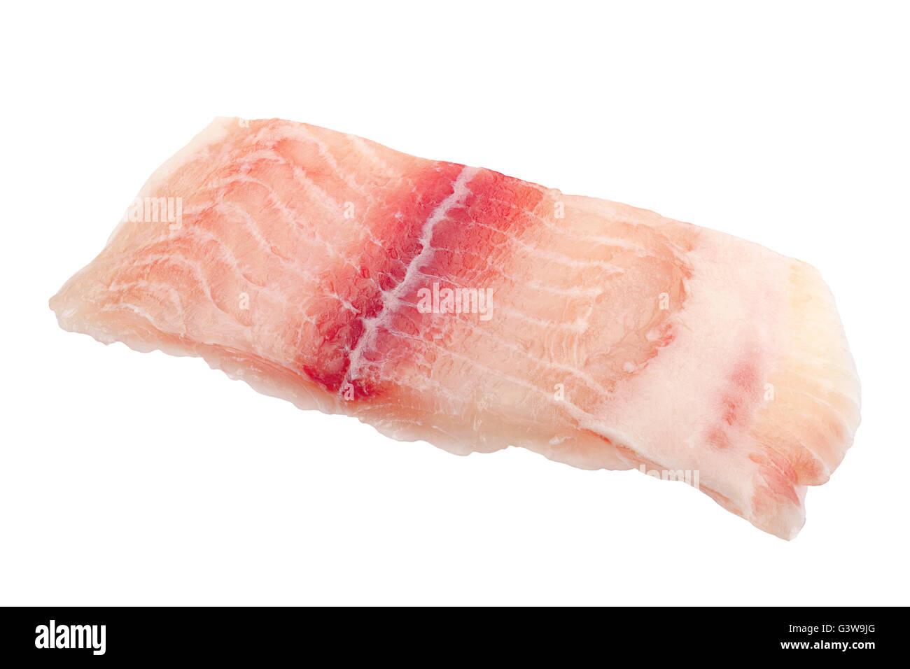 Closeup catfish slice isolati su sfondo bianco Foto Stock