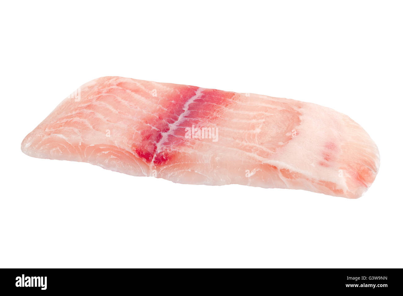 Closeup catfish slice isolati su sfondo bianco Foto Stock