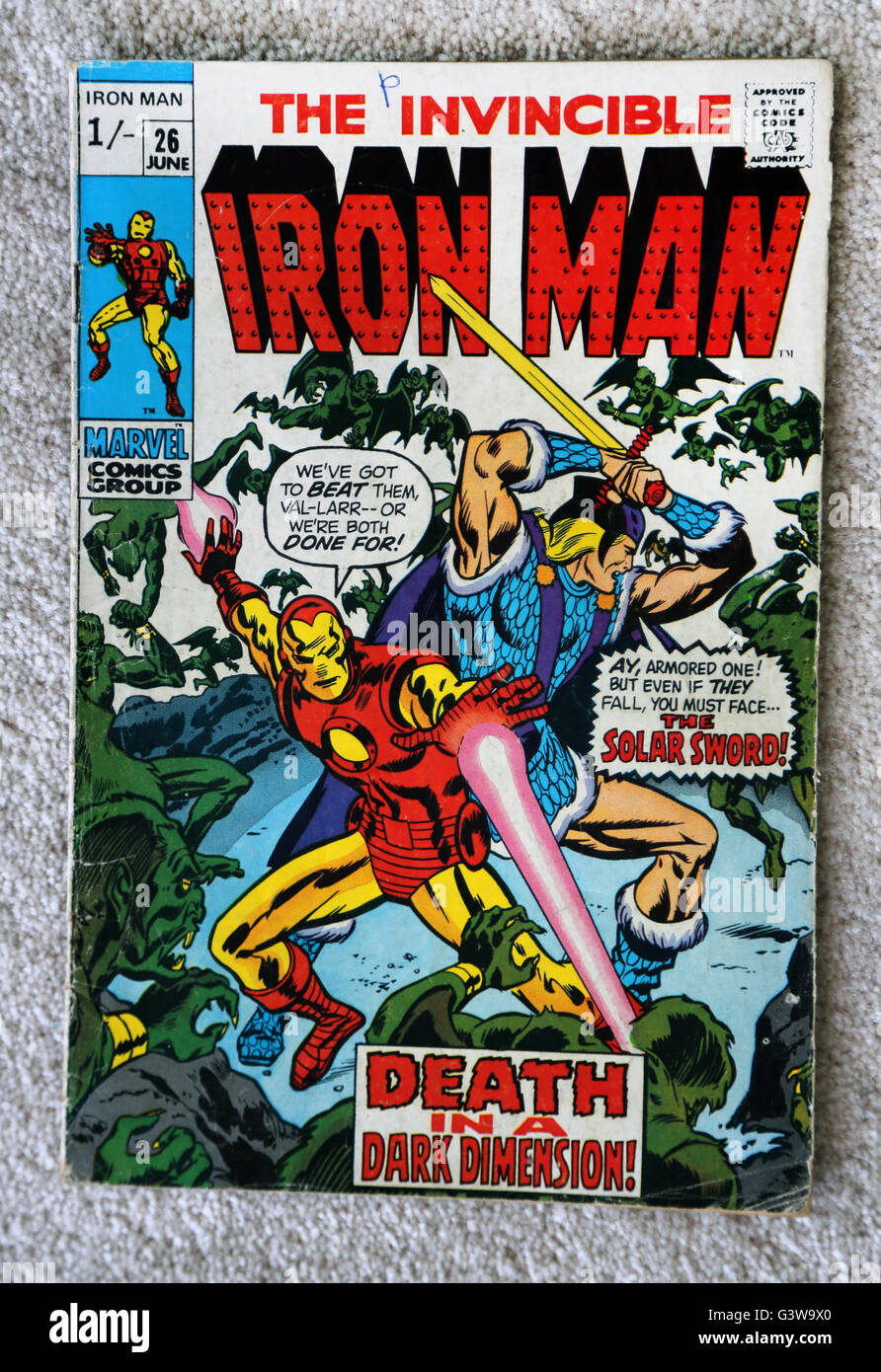 L invincibile Iron Man Vintage Marvel Comic Book Foto Stock