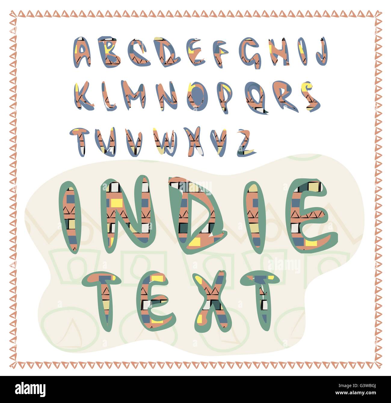 Alfabeto in stile etnico, indiano lettere Illustrazione Vettoriale