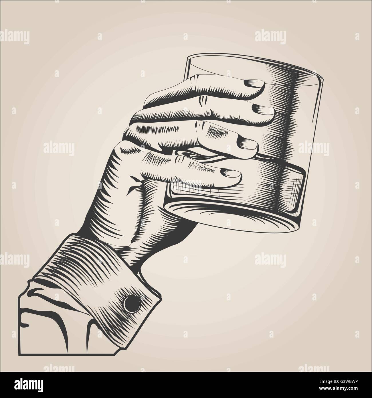 Maschio di mano azienda vetro bere alcool Illustrazione Vettoriale