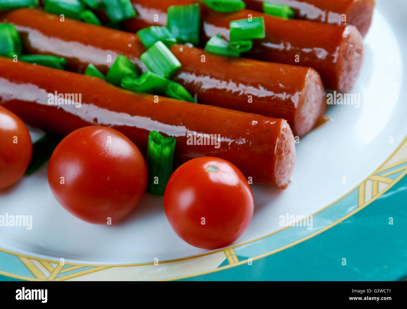 Chistorra - fast-cure salsiccia Aragona, Paese Basco e Navarra, Spagna. Foto Stock