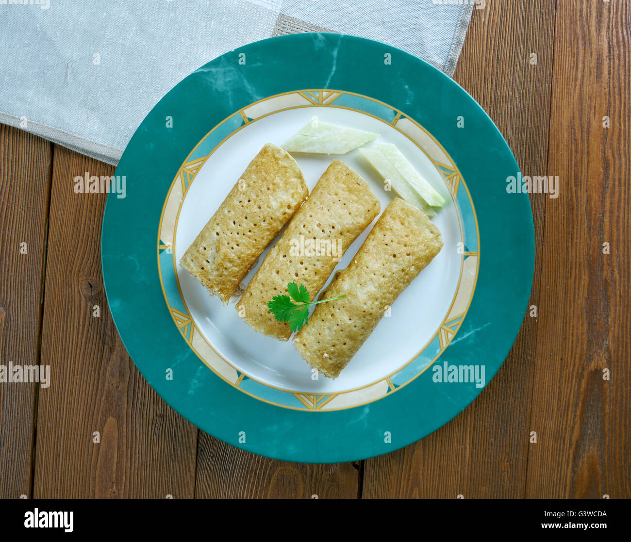 Il pollo al forno Taquitos Foto Stock