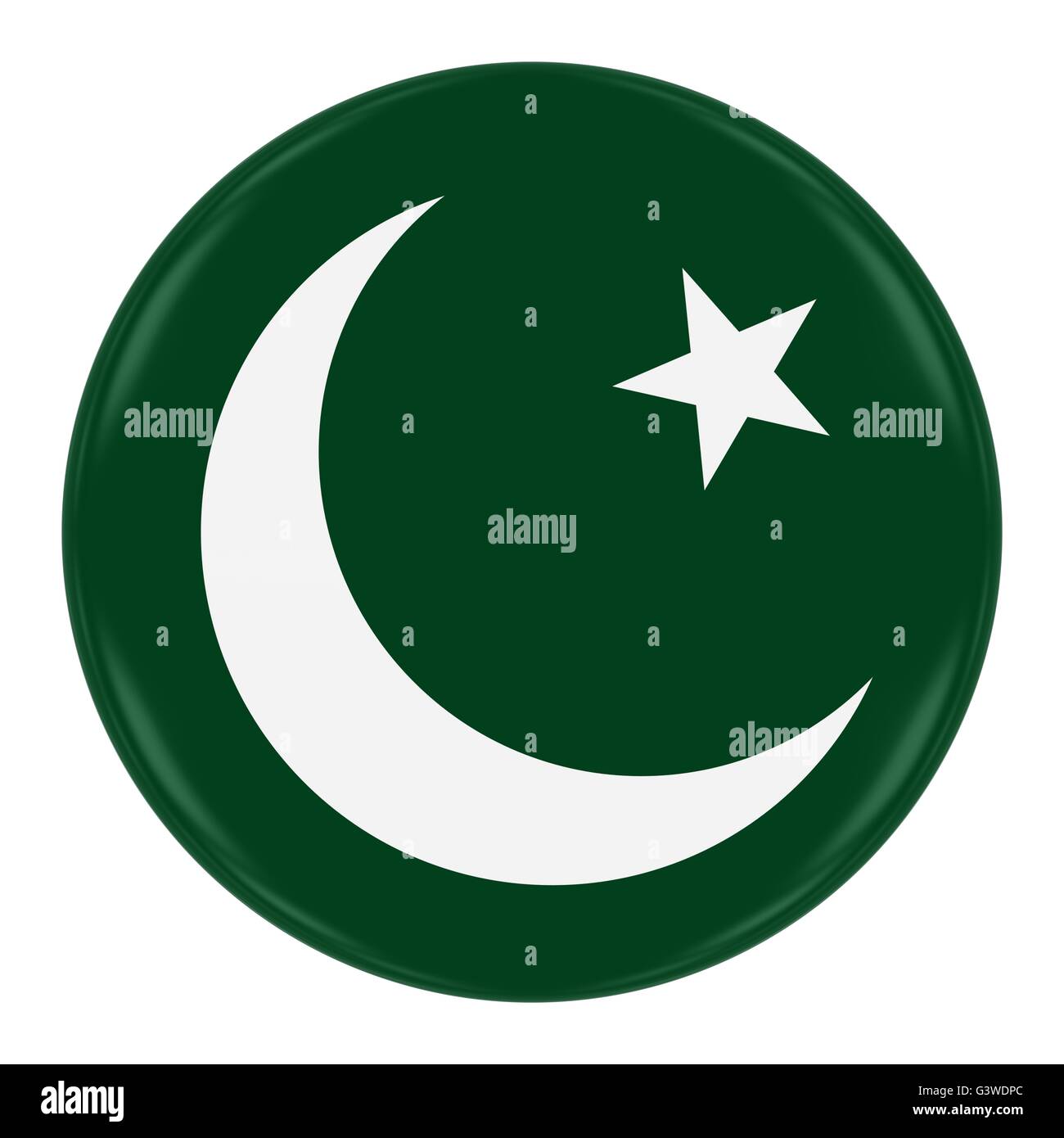 Il Pakistan Distintivo Bandiera - Bandiera del pulsante pakistano isolato su bianco Foto Stock