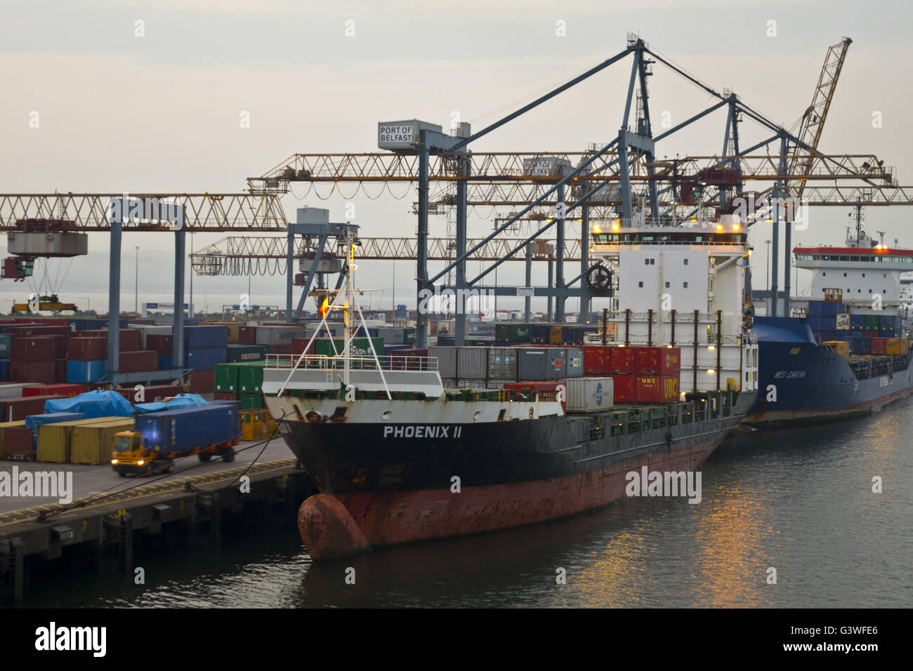 Porto di Belfast contenitore docks Foto Stock