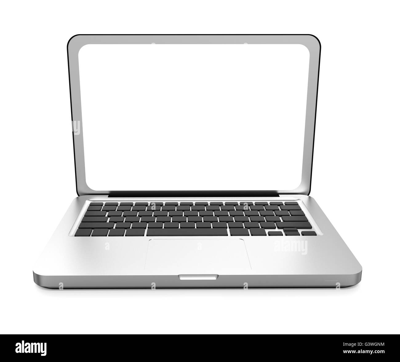 Argento notebook portatile isolato su sfondo bianco Foto Stock