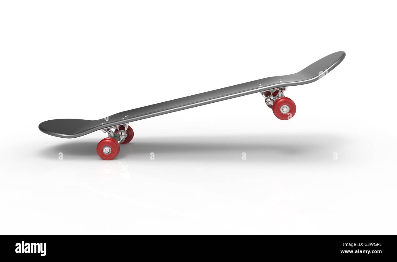 Skateboard isolate su un retro bianco di massa. Foto Stock