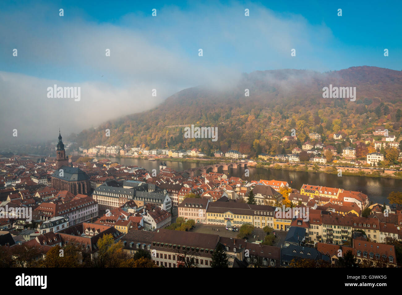 Vista della città tedesca di Hiedelberg Foto Stock