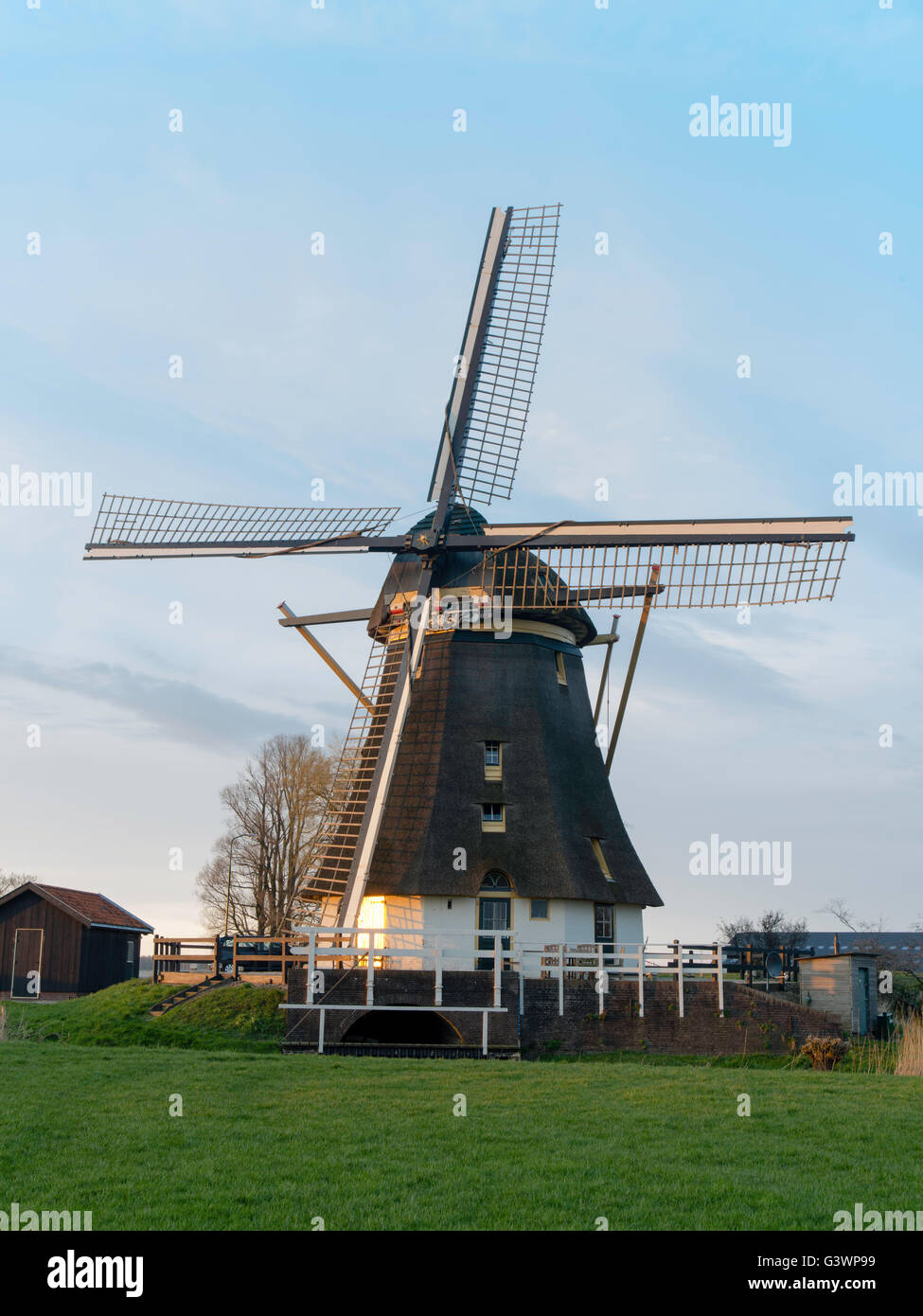 Il famoso Delphine/De Molen Oostzijdse mulino sul fiume Gein, vicino Abcoude, Utrecht, Paesi Bassi. Dipinti di questa wi Foto Stock