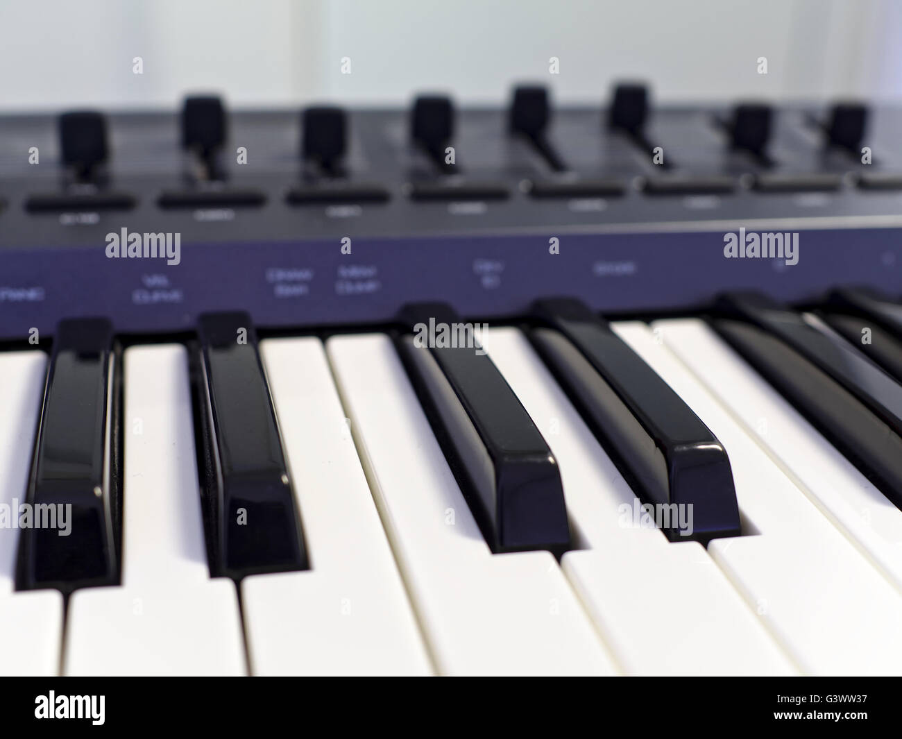 In bianco e nero di tasti di pianoforte Foto Stock