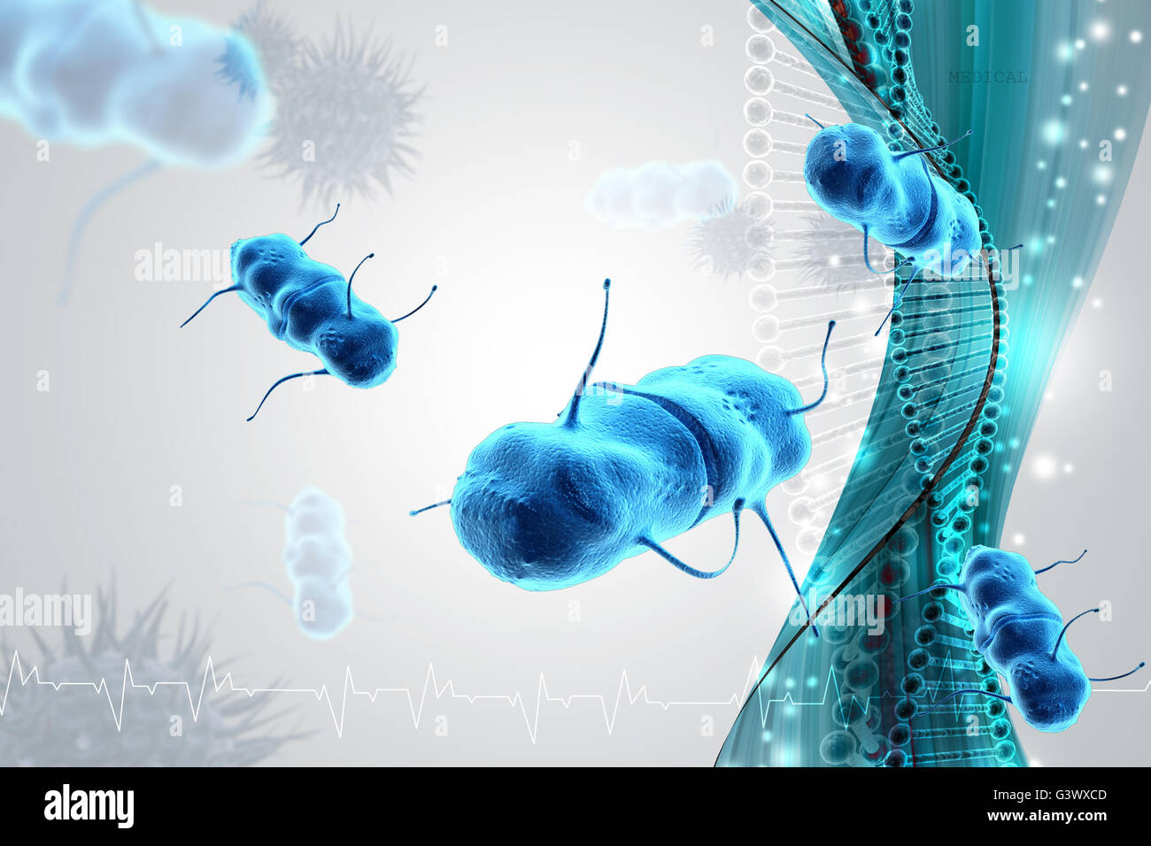 Spostando il virus in multi colore di sfondo Foto Stock