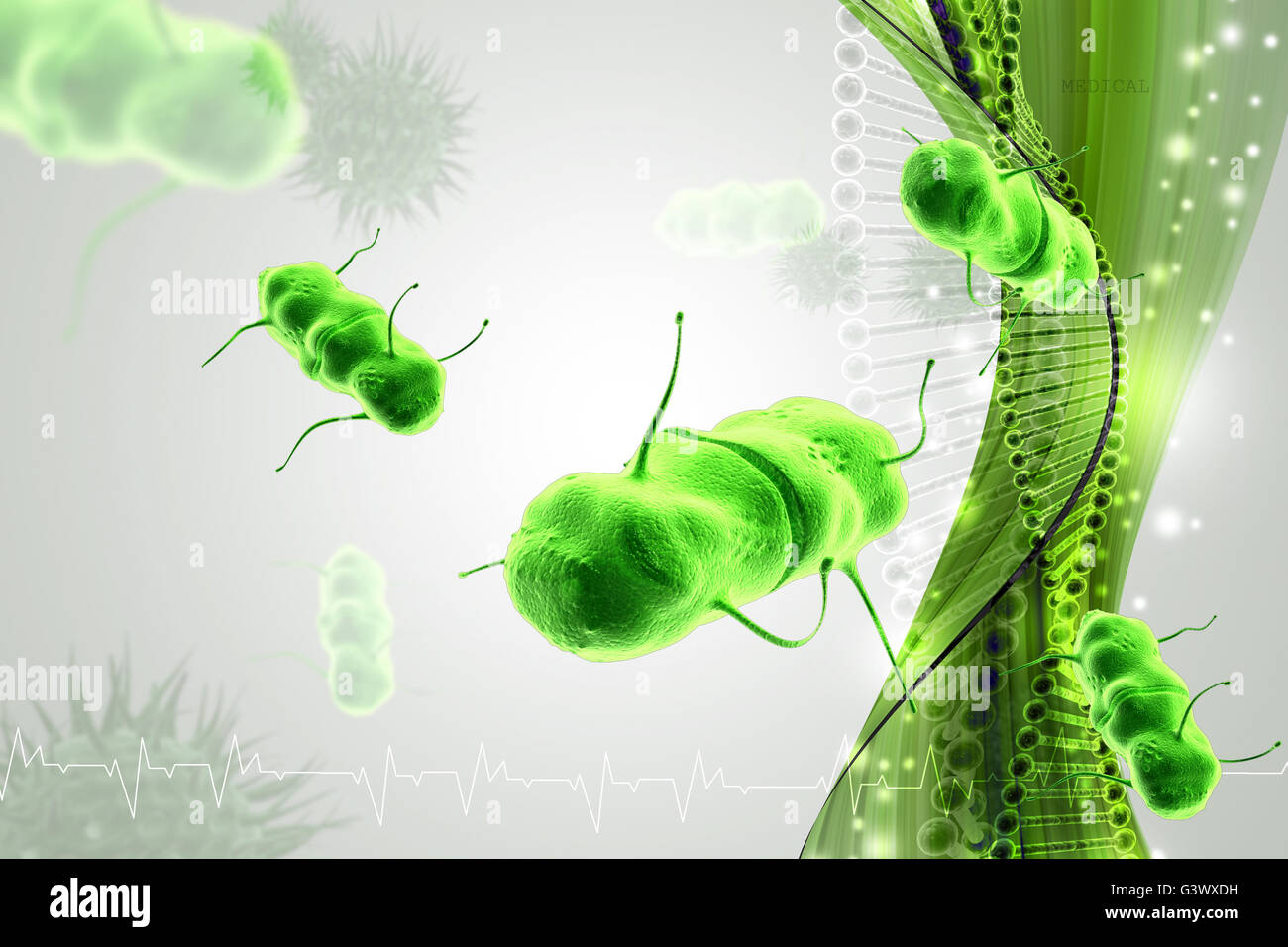 Spostando il virus in multi colore di sfondo Foto Stock