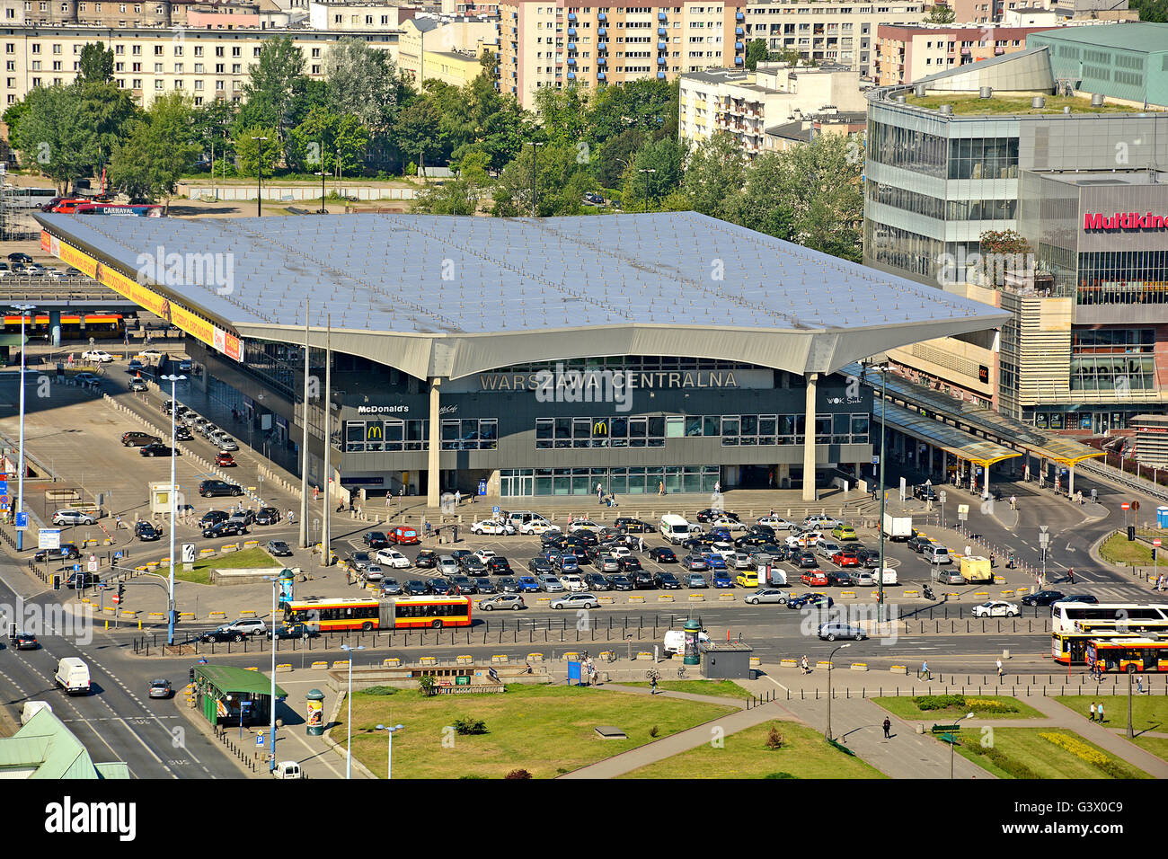 Vista aerea su Warszawa Centalna stazione ferroviaria Varsavia POLONIA Foto Stock