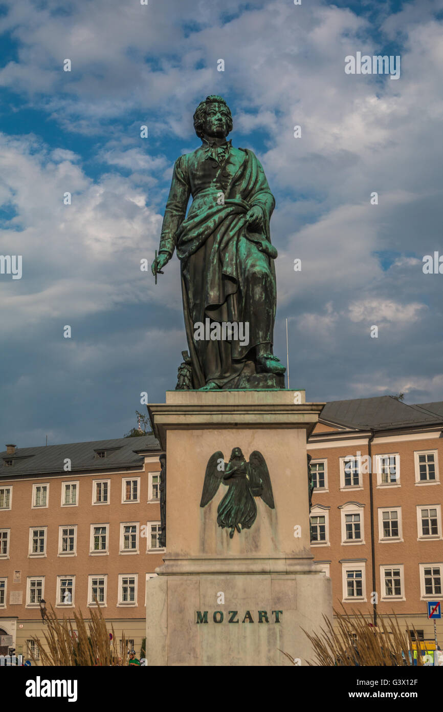 Statua di Mozart a Salisburgo Foto Stock