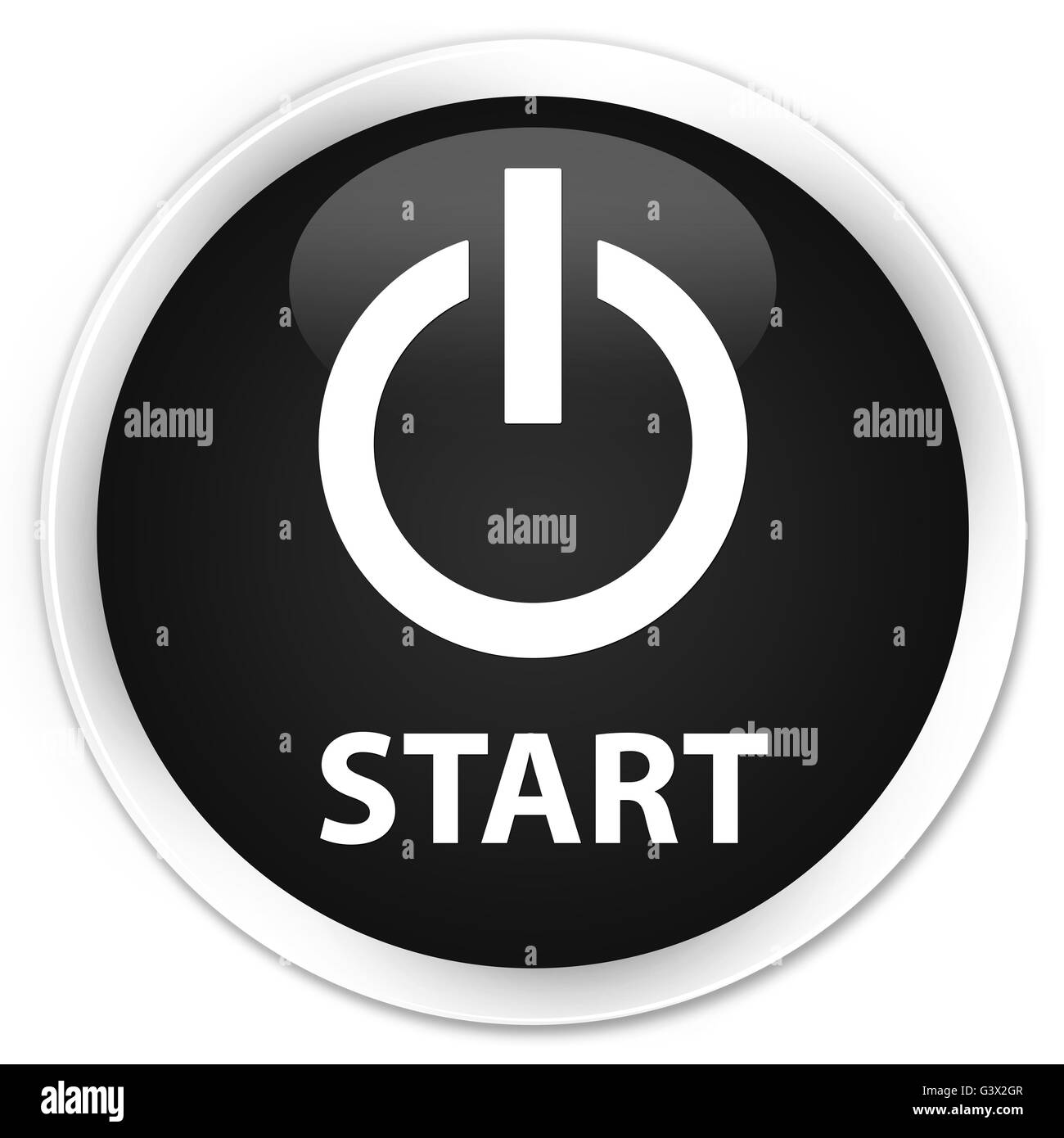Start (icona di alimentazione) isolati su Nero premium pulsante rotondo illustrazione astratta Foto Stock