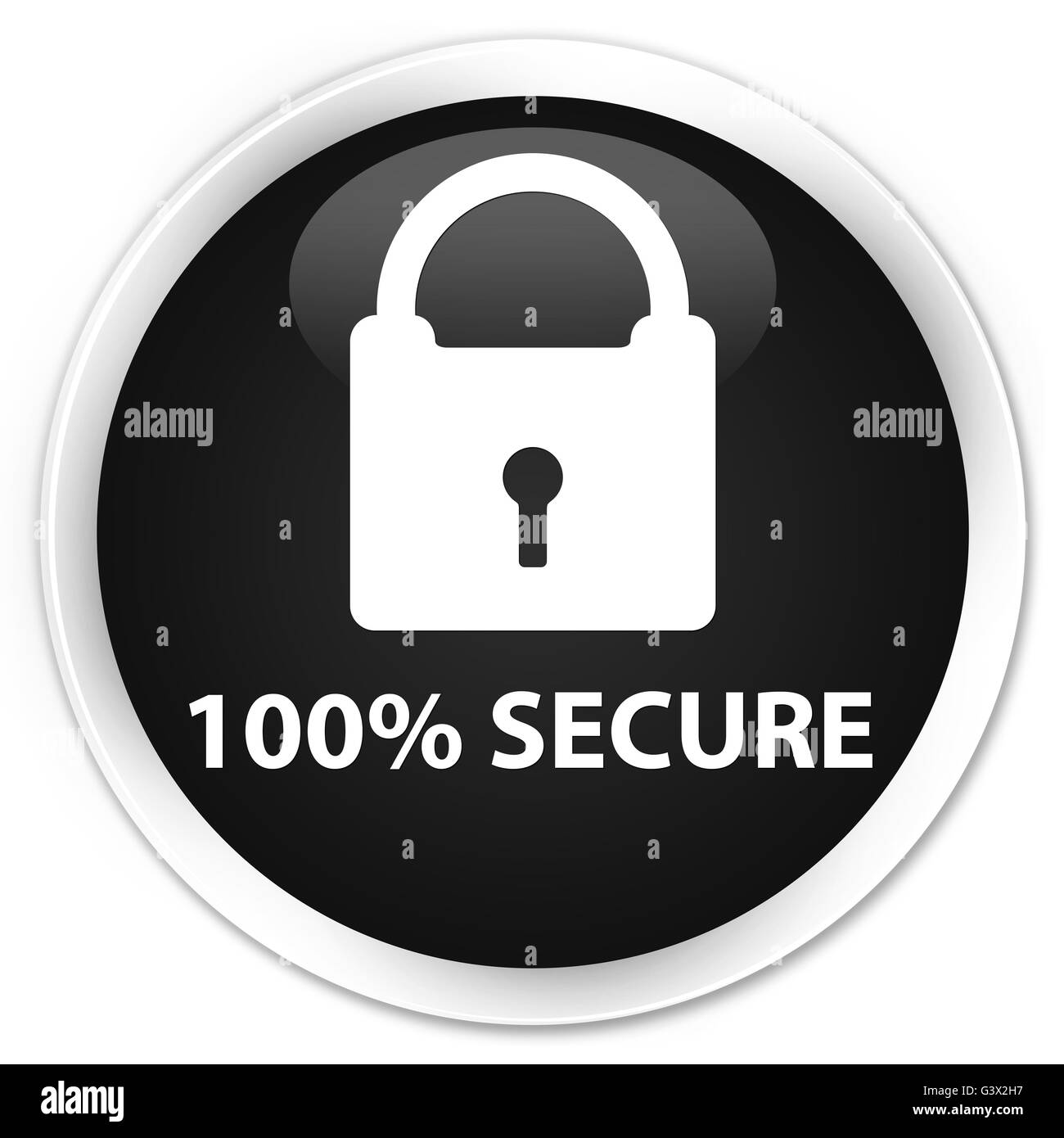 100% sicuro isolati su Nero premium pulsante rotondo illustrazione astratta Foto Stock