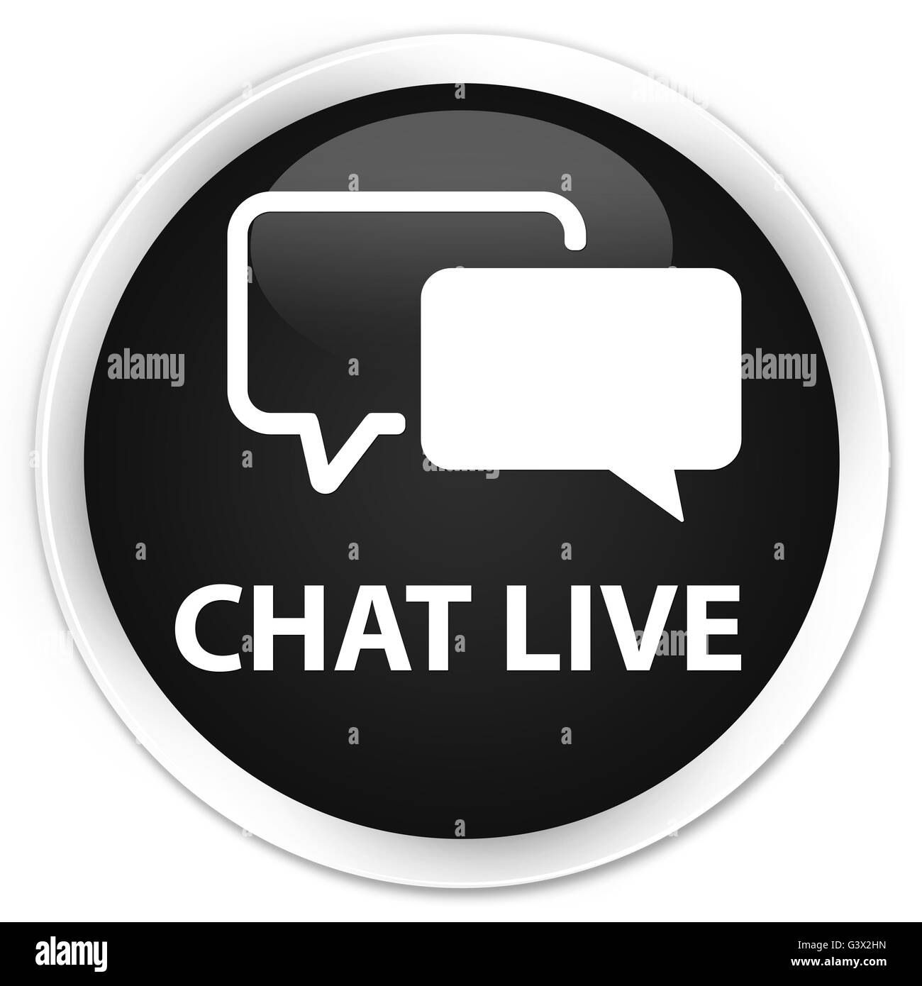 Live Chat isolati su Nero premium pulsante rotondo illustrazione astratta Foto Stock