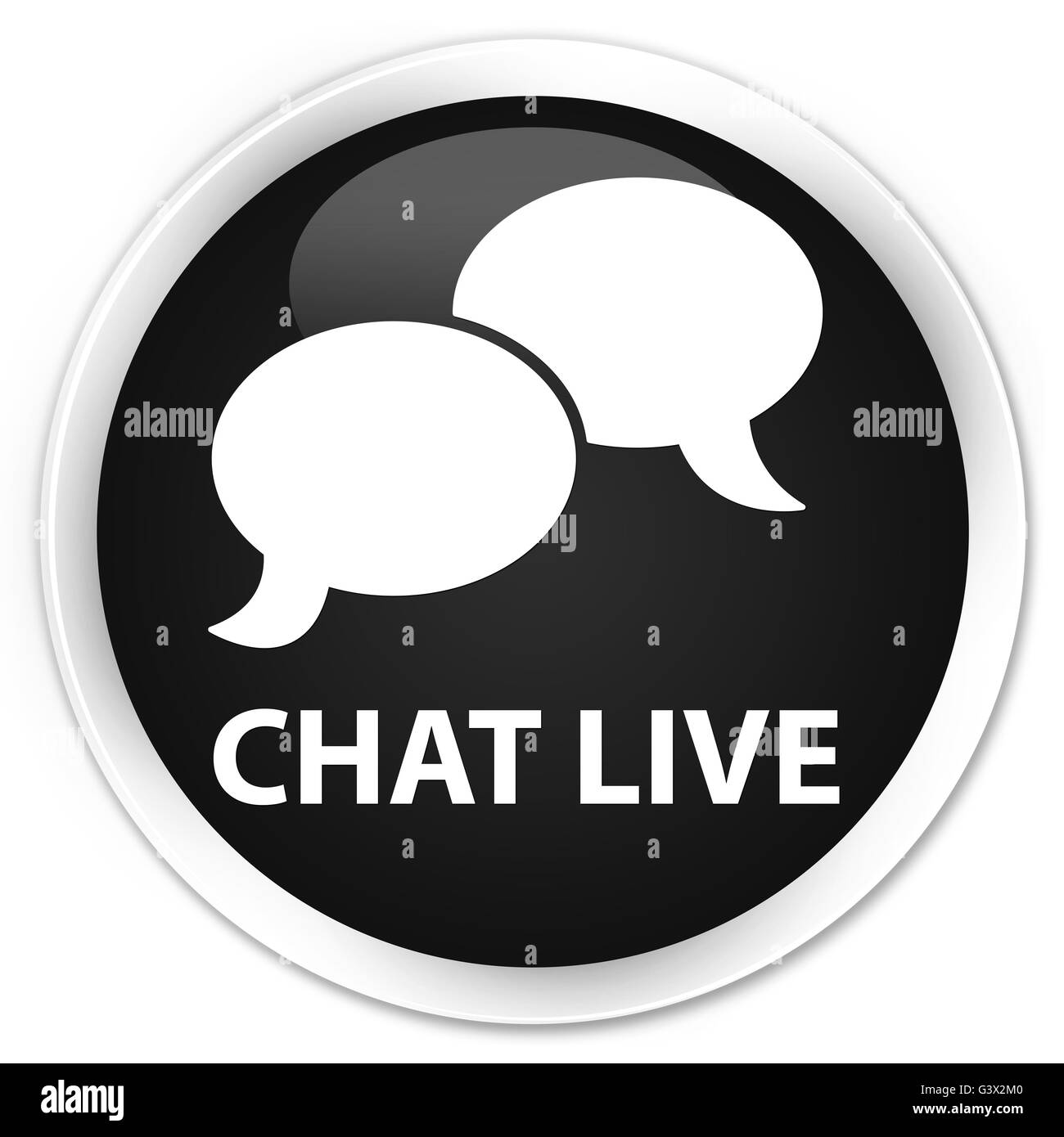 Live Chat isolati su Nero premium pulsante rotondo illustrazione astratta Foto Stock