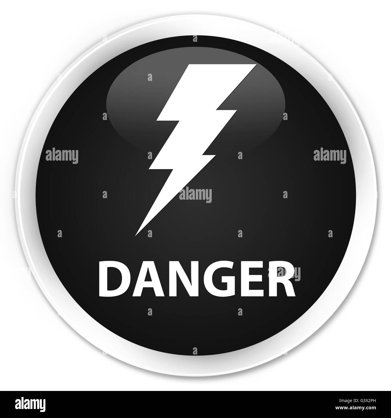 Pericolo di elettricità (icona) isolati su Nero premium pulsante rotondo illustrazione astratta Foto Stock