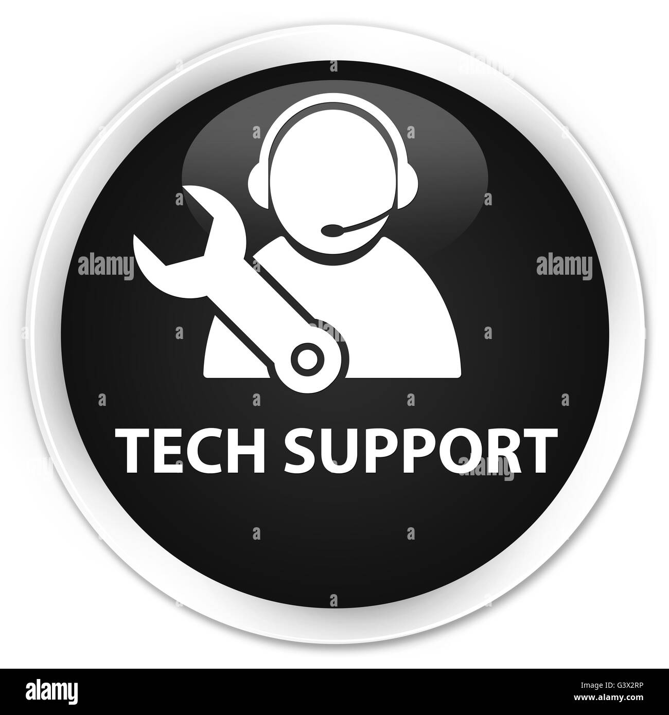 Il supporto tecnico isolato su Nero premium pulsante rotondo illustrazione astratta Foto Stock
