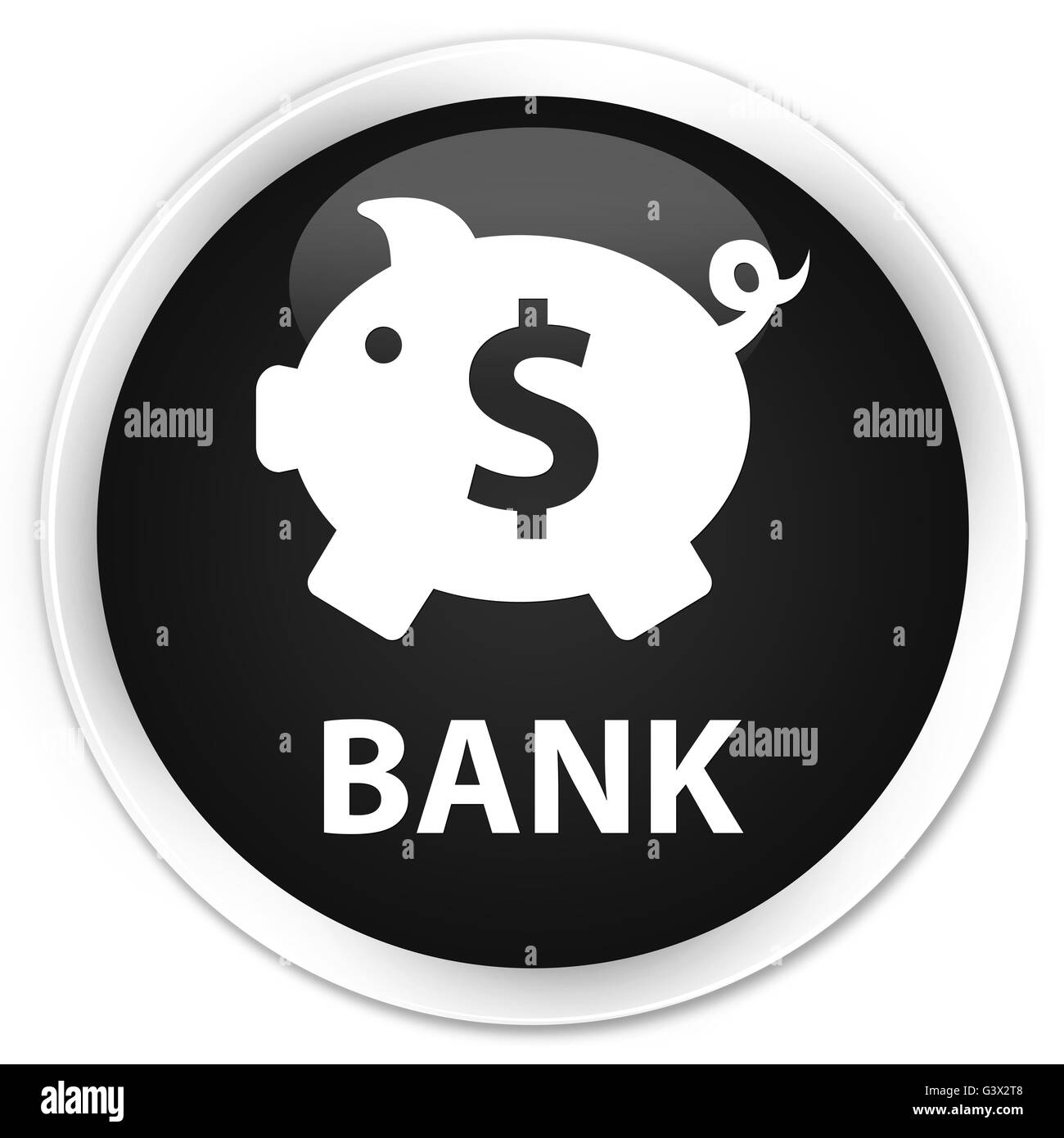 Banca (piggy box dollar sign) isolati su Nero premium pulsante rotondo illustrazione astratta Foto Stock