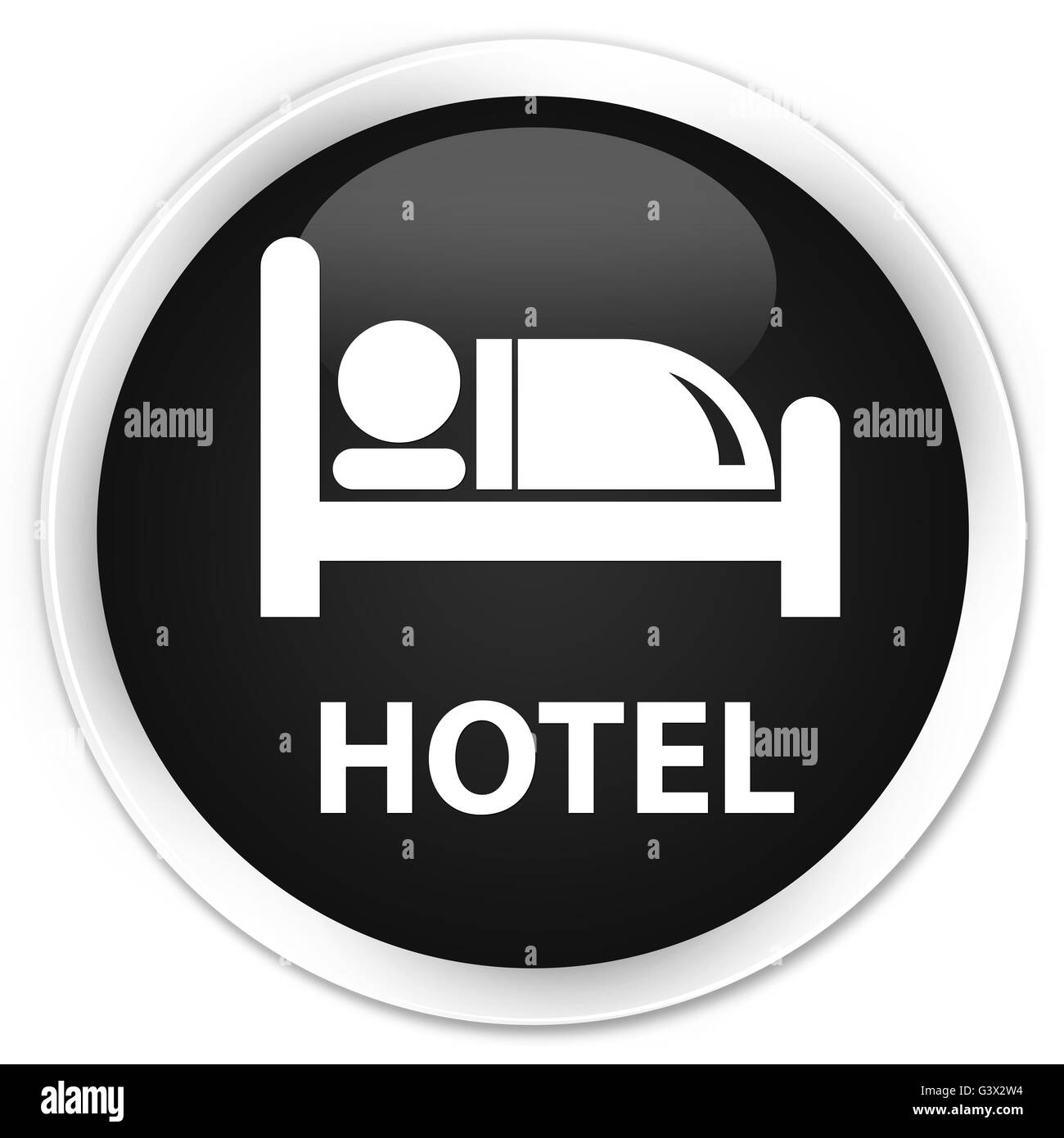 Hotel isolato su Nero premium pulsante rotondo illustrazione astratta Foto Stock