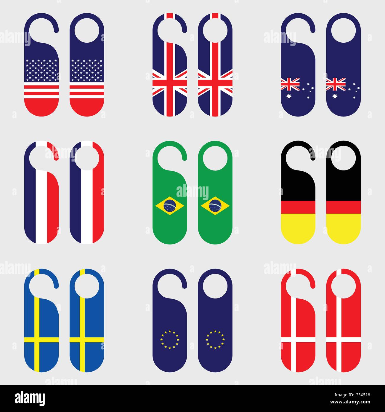 Set di bandiera porta appendiabiti illustrazione vettoriale Illustrazione Vettoriale