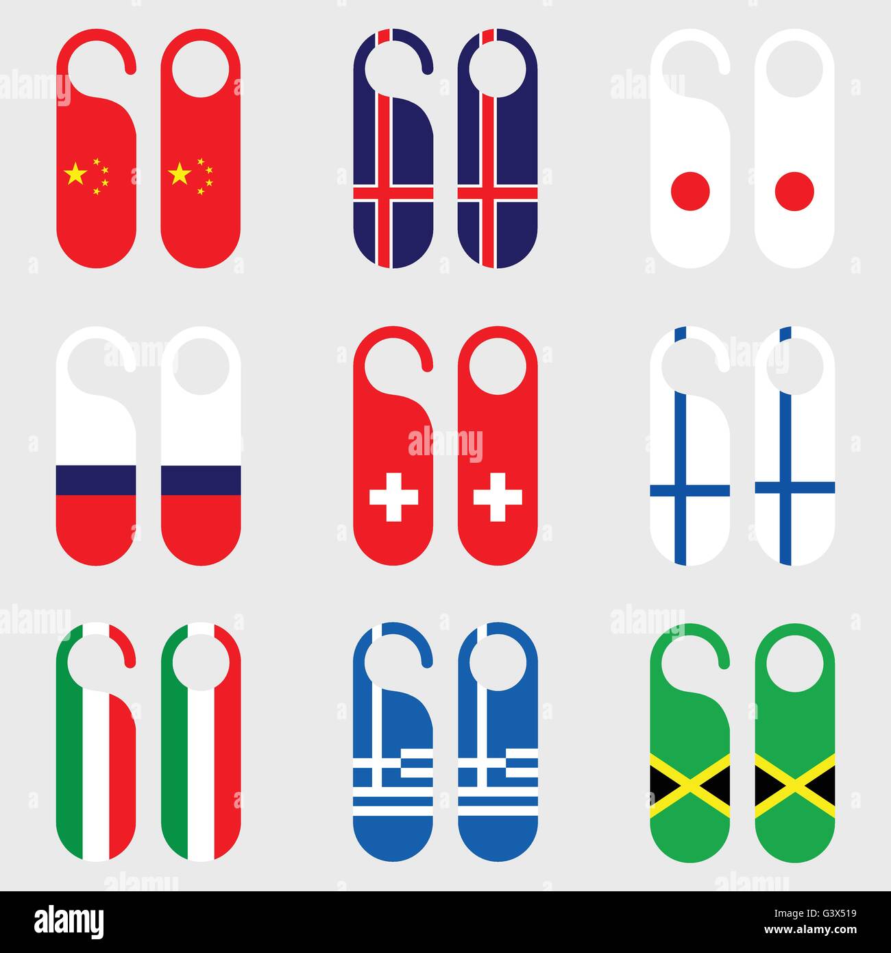 Set di bandiera porta appendiabiti illustrazione vettoriale Illustrazione Vettoriale