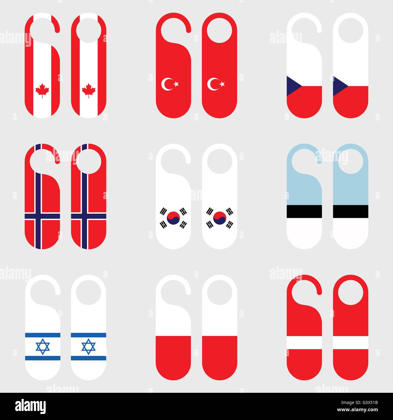 Set di bandiera porta appendiabiti illustrazione vettoriale Illustrazione Vettoriale