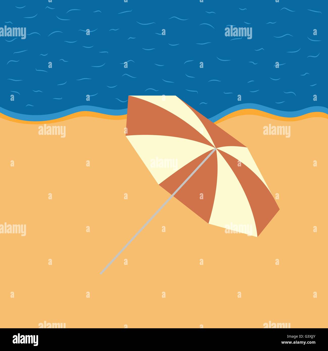 Sera spiaggia con ombrellone Illustrazione Vettoriale
