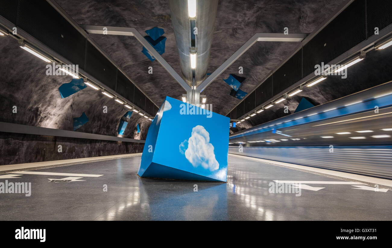 Solna Strand la stazione della metropolitana di Stoccolma, Svezia Foto Stock