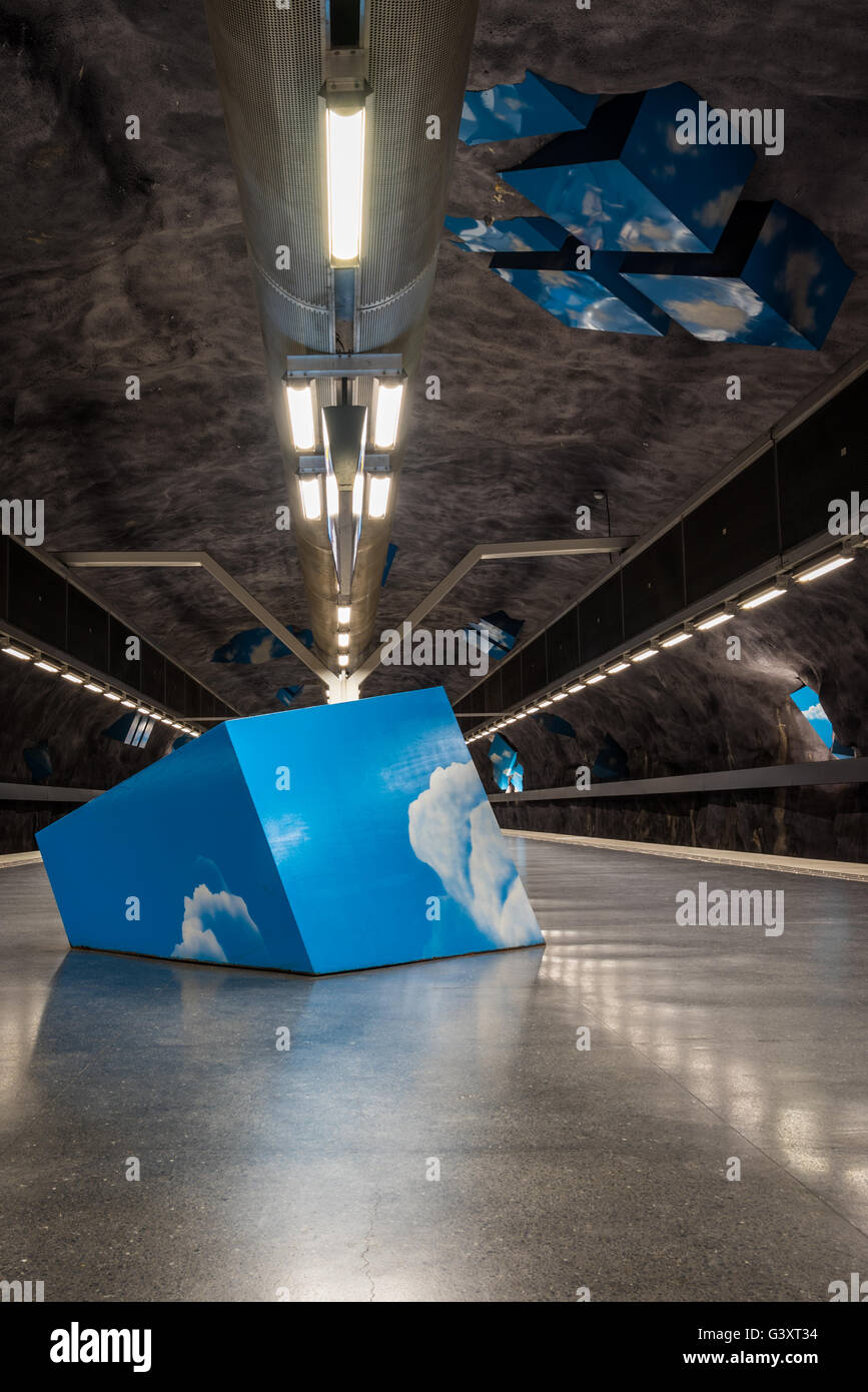 Solna Strand la stazione della metropolitana di Stoccolma, Svezia Foto Stock