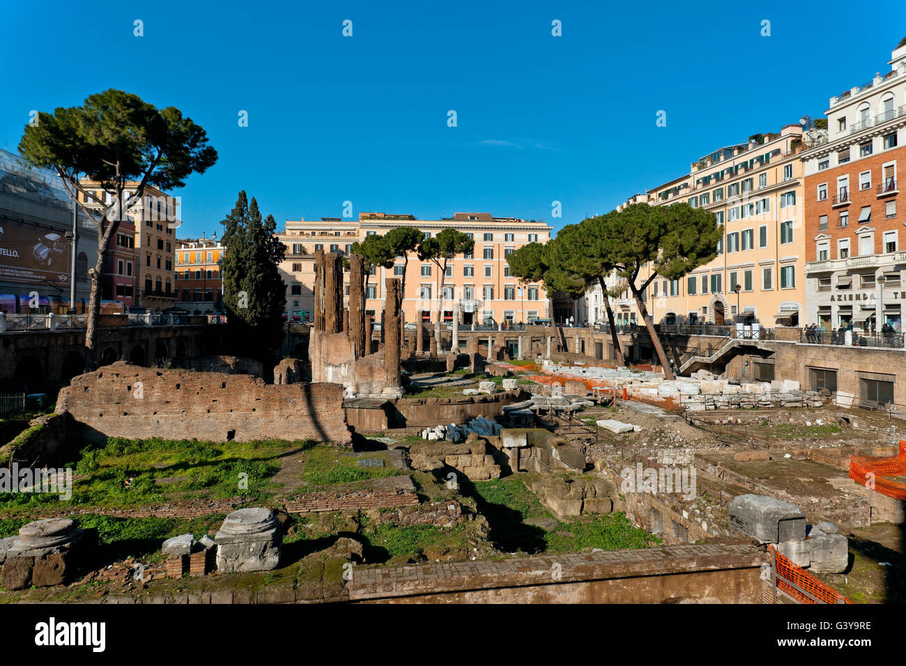 Antico tempio circolare, Area Sacra Argentina, Largo di Torre Argentina, Roma, Lazio, l'Italia, Europa Foto Stock