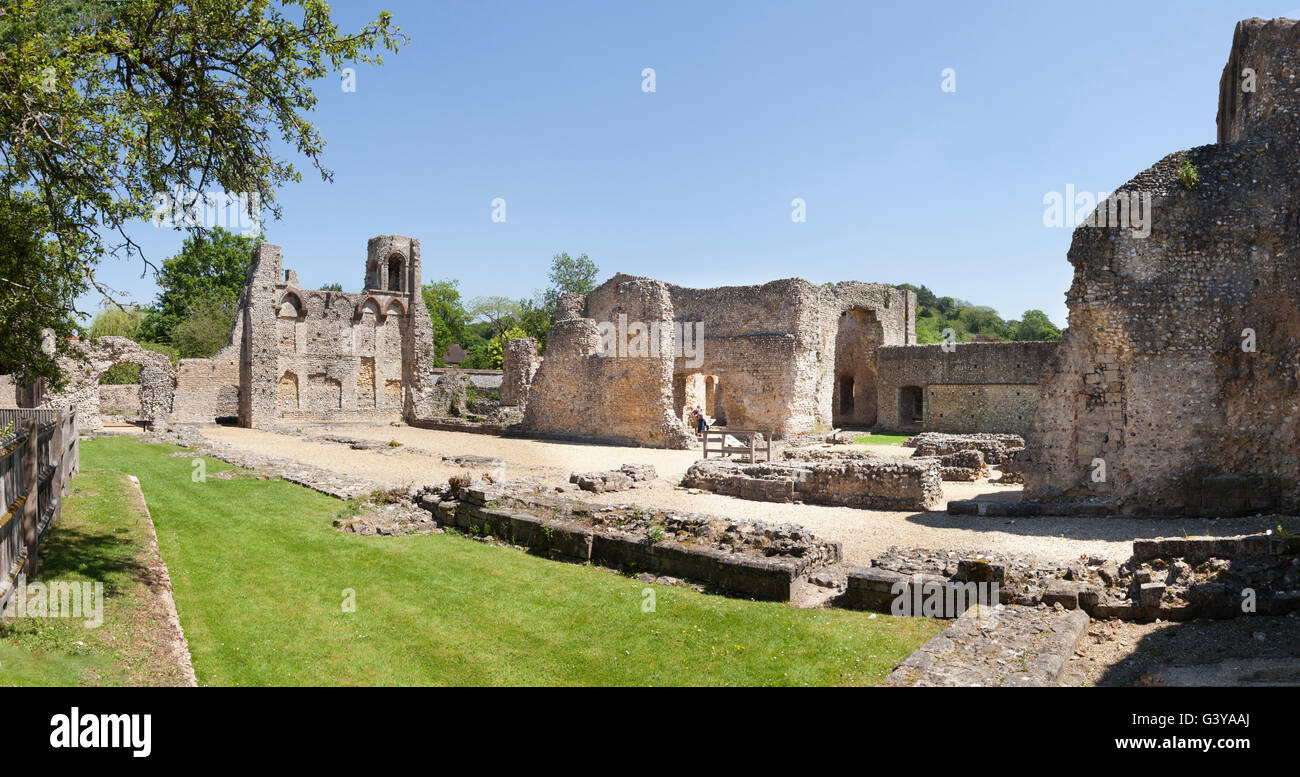 Wolvesey Castle rovina del medievale Palazzo del Vescovo, Winchester, Hampshire, Inghilterra, Regno Unito, Europa Foto Stock