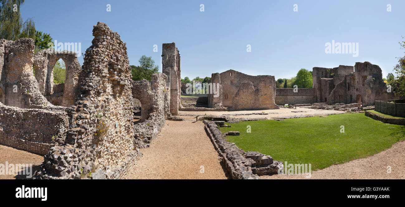 Wolvesey Castle rovina del medievale Palazzo del Vescovo, Winchester, Hampshire, Inghilterra, Regno Unito, Europa Foto Stock