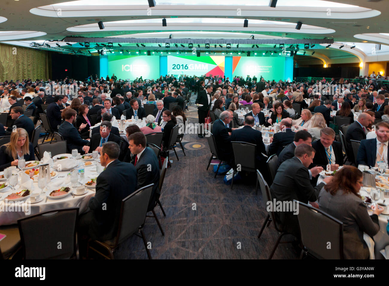 Banchetti sala da pranzo per il grande evento all'Hilton Hotel - Washington DC, Stati Uniti d'America Foto Stock