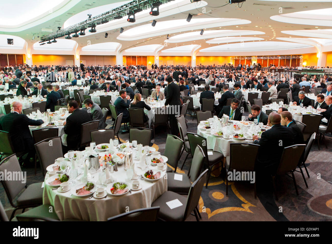 Banchetti sala da pranzo per il grande evento all'Hilton Hotel - Washington DC, Stati Uniti d'America Foto Stock