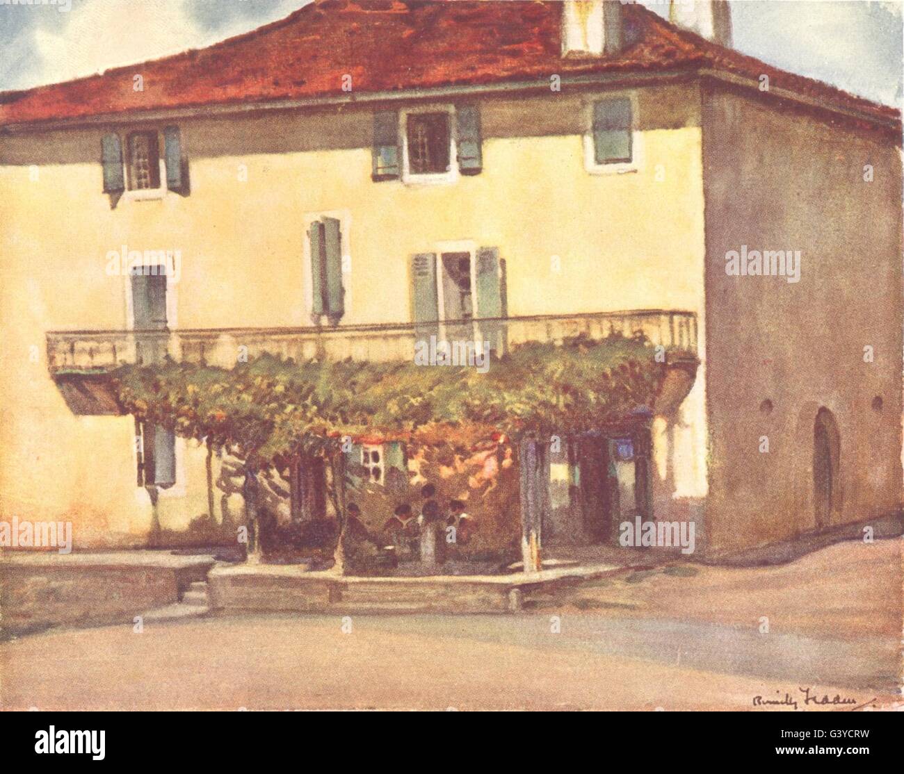 PYRÉNÉES-ATLANTIQUES: paese basco: un basco Inn, vintage print 1921 Foto Stock