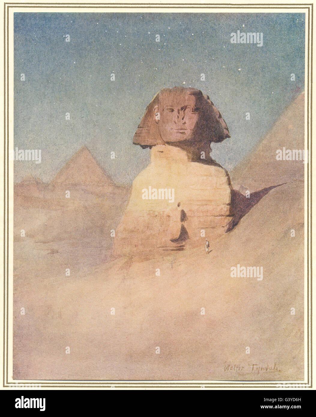 Egitto: La Sfinge al chiaro di luna, antica stampa 1912 Foto Stock