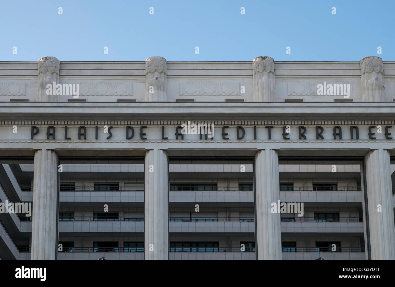 Palais De La Mediterranee hotel, palazzo di hotel Mediterraneo, Nizza, Francia, dettaglio Art Deco Foto Stock