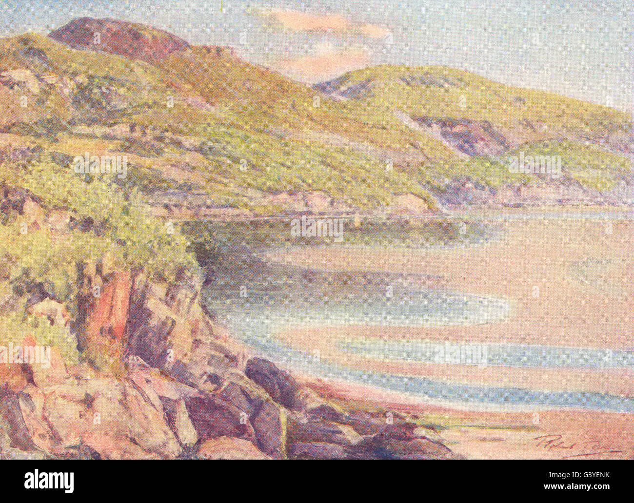 Galles: Marea, vicino a Caernarfon, antica stampa 1905 Foto Stock