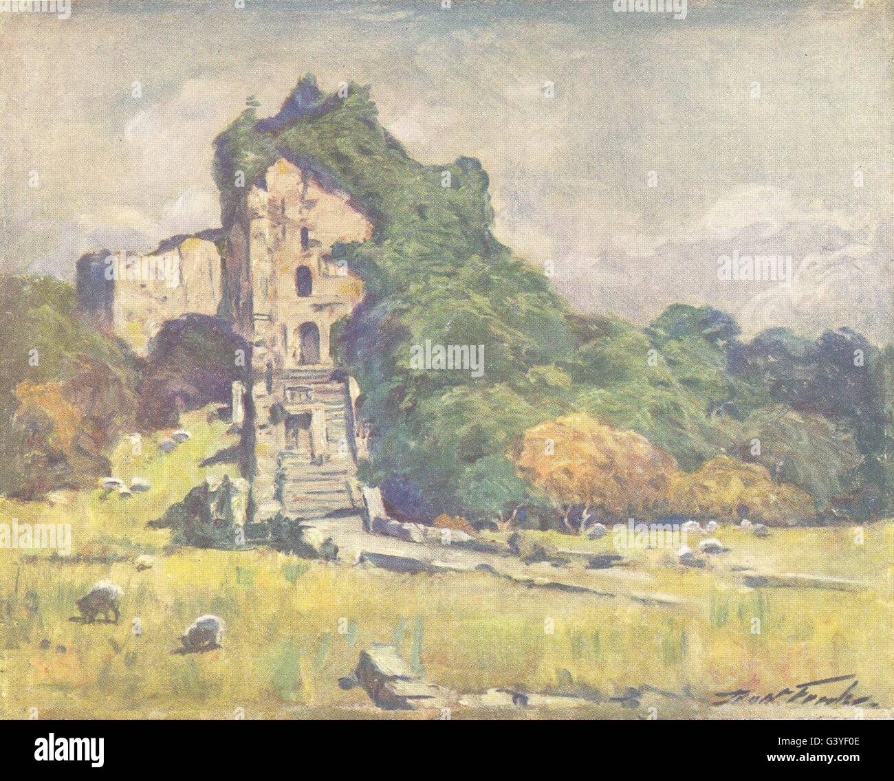 Galles: Old Castle Keep, Cardiff, antica stampa 1905 Foto Stock